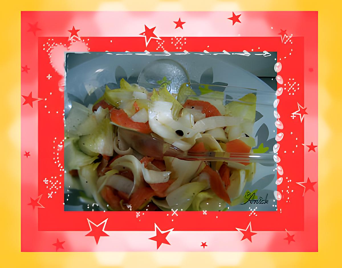 recette Salade d’endives , truite fumée et pignons de pin