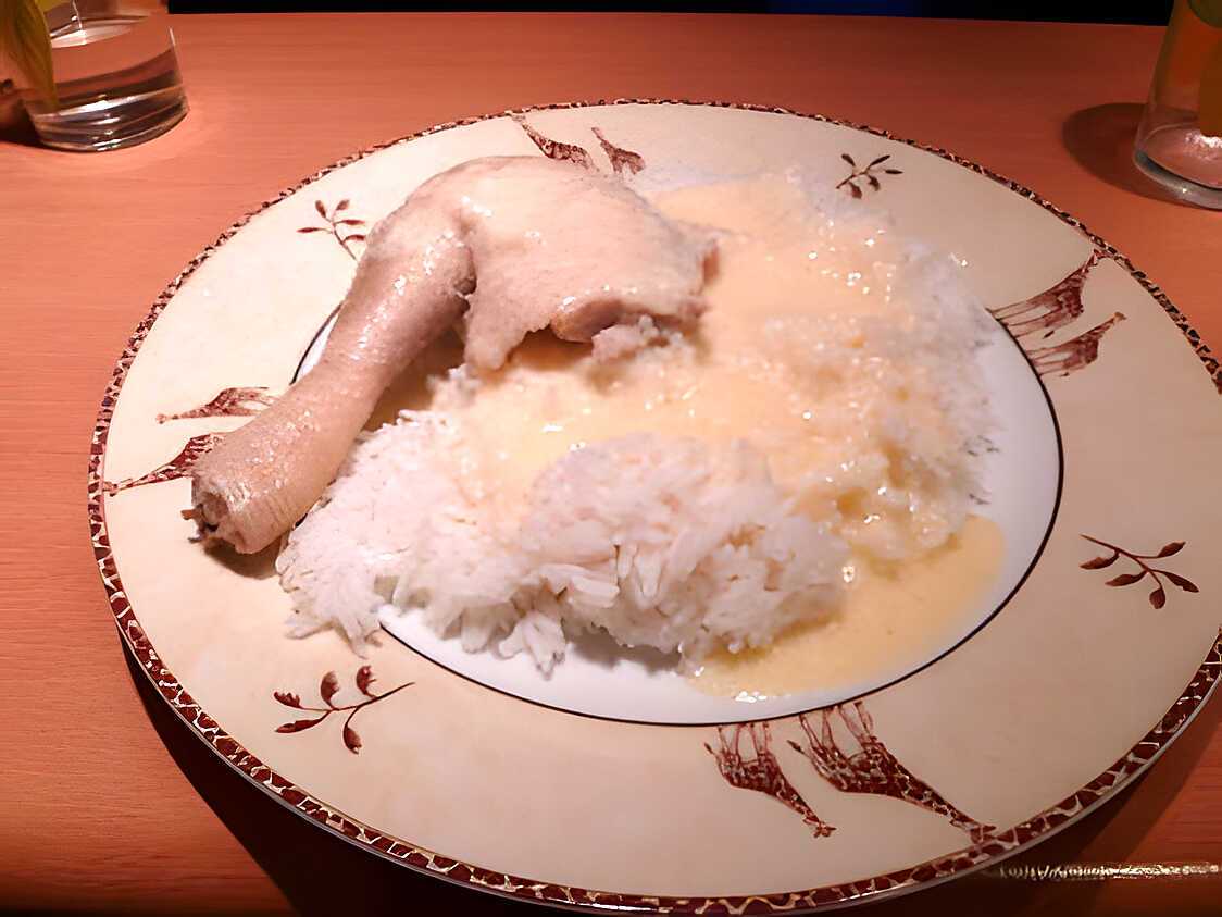 Recette de Poule au riz (sauce suprême)