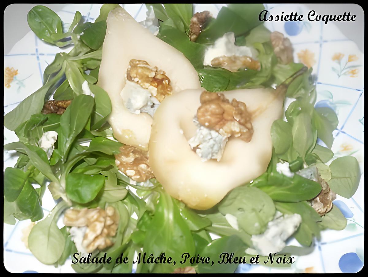 recette Salade de mâche, poire, bleu et noix