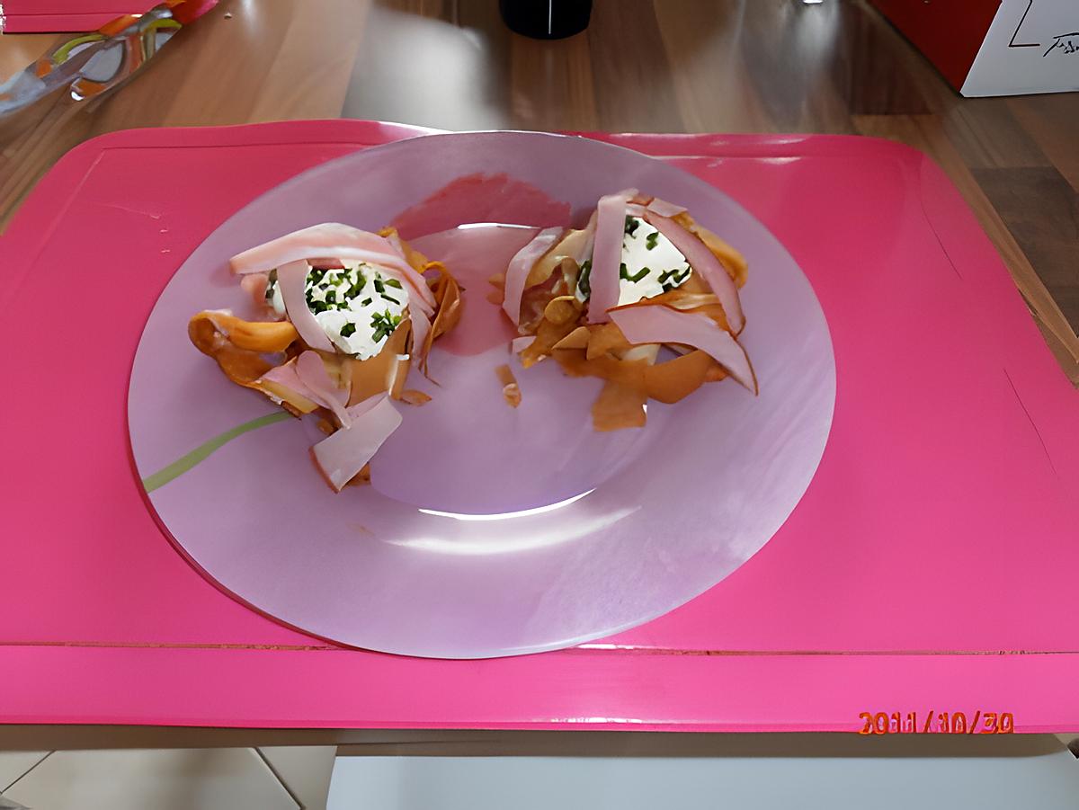 recette nids de tagliatelle avec des feuilles de brick