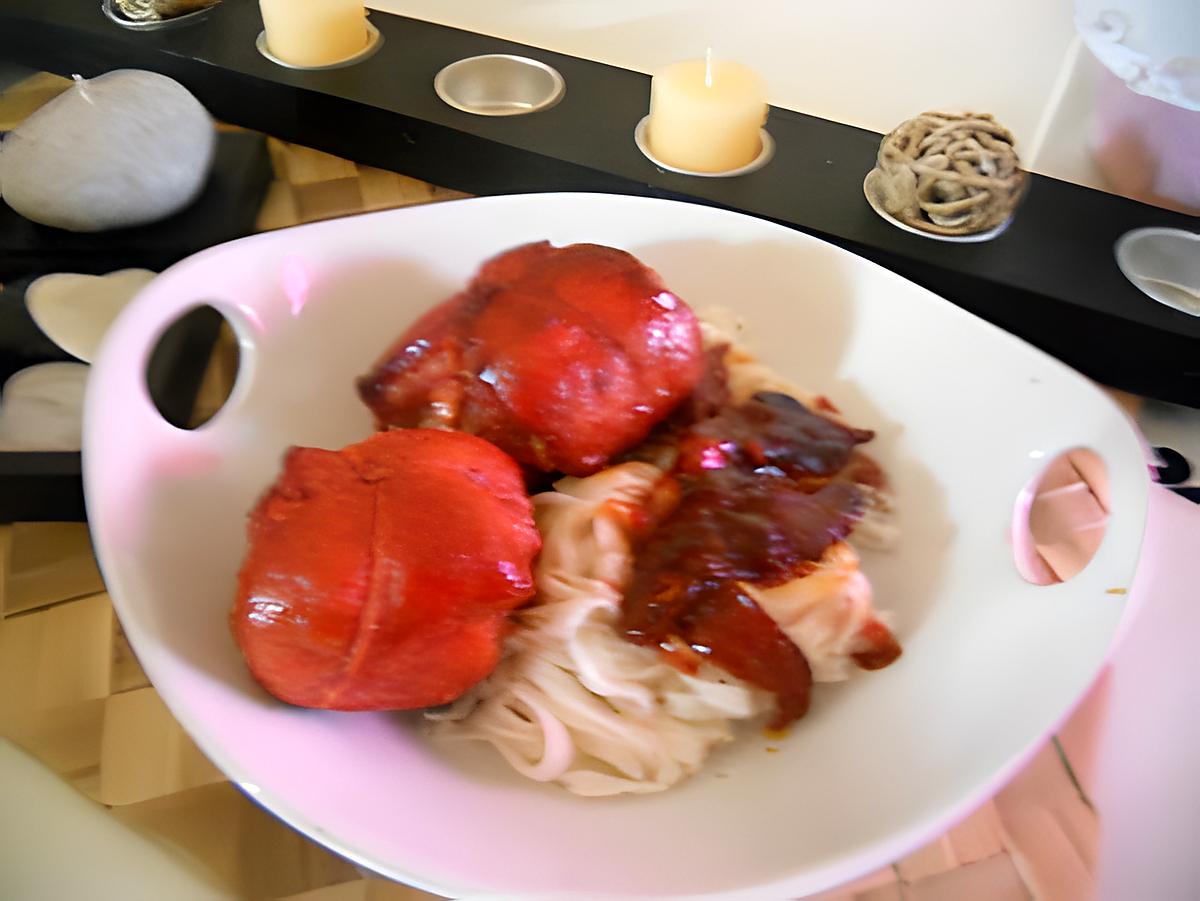 recette Paupiette de porc laqué et pate chinoise