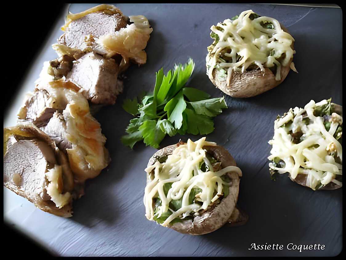 Recette de Filet Mignon en Croute et Champignon farci au beurre persillé