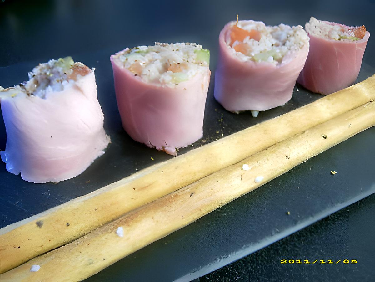 recette roulés de jambon, façon makis