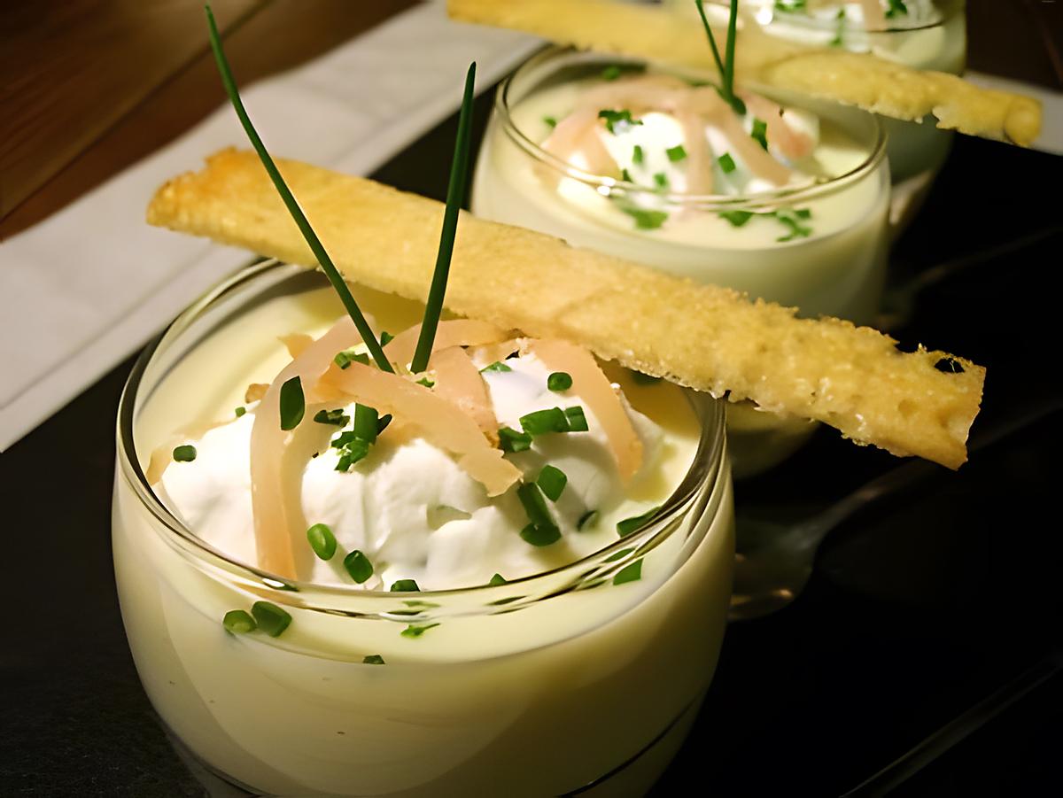 recette Verrine de crème Vichyssoise et marlin fumé...