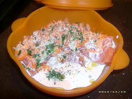recette pavés de saumon aux petits légumes en papillote