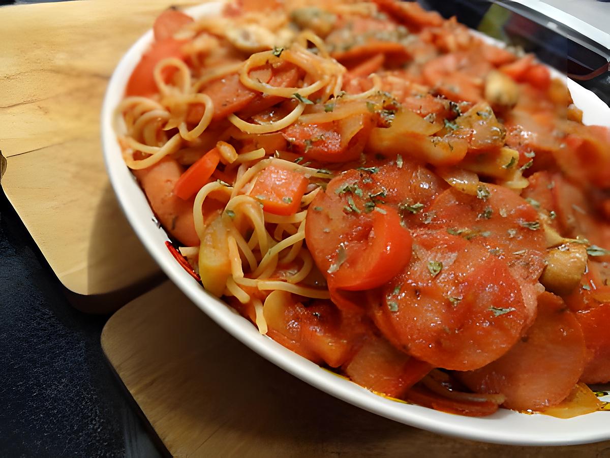 recette Spaghettini au pepperoni