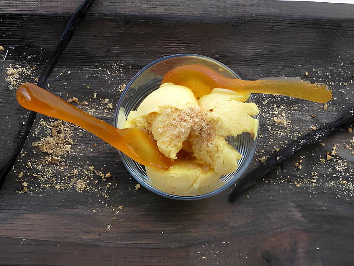 recette Glace vanille et cuillères au caramel