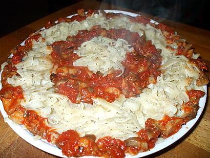 recette Nouilles  au thon en sauce tomates... avec champignons....