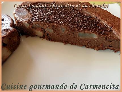 recette Coeurs fondant ricotta chocolat poires