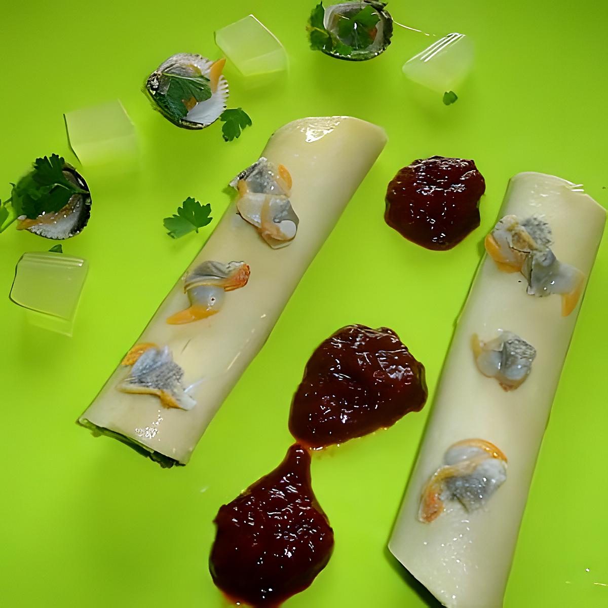 recette CANNELLONI COQUES-CAVIAR D'AUBERGINE