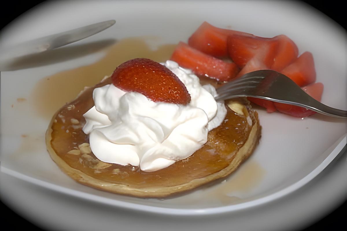 recette Pancakes Fraises chantilly sirop d'érable