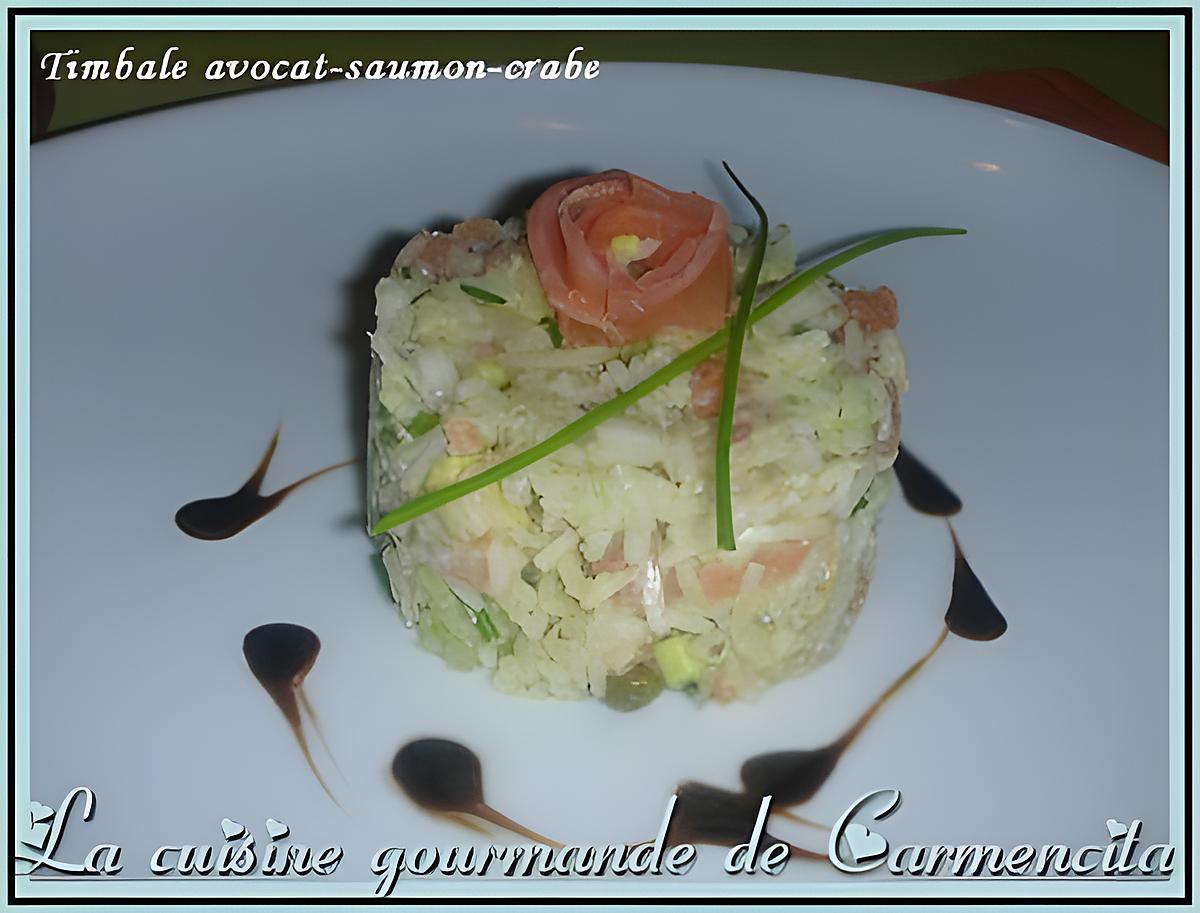 recette Timbale avocat-saumon-crabe