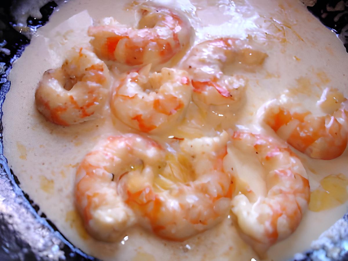 recette gambas flambées au cognac à la crème et safran