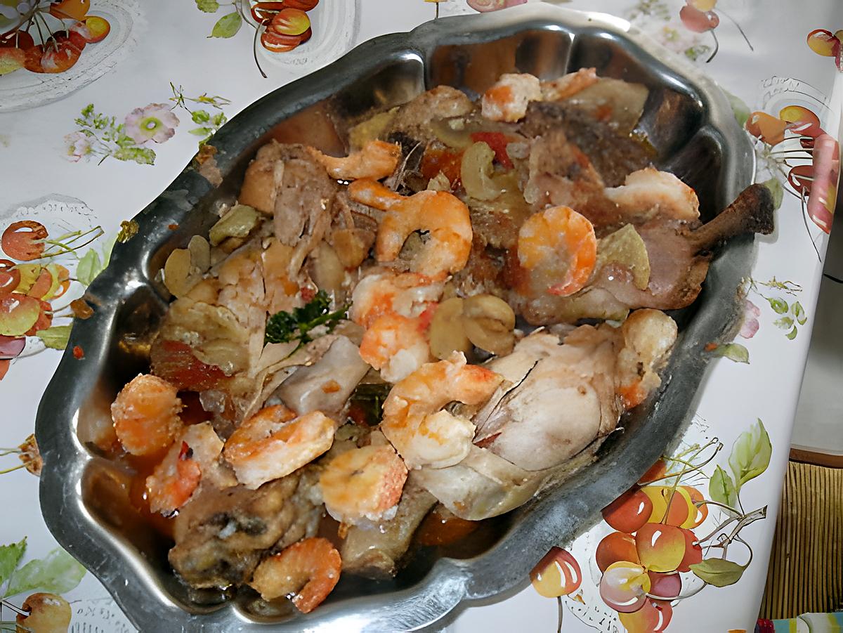 recette poulet aux gambas et banyuls