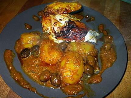 recette Tajine de poulet aux olives.................