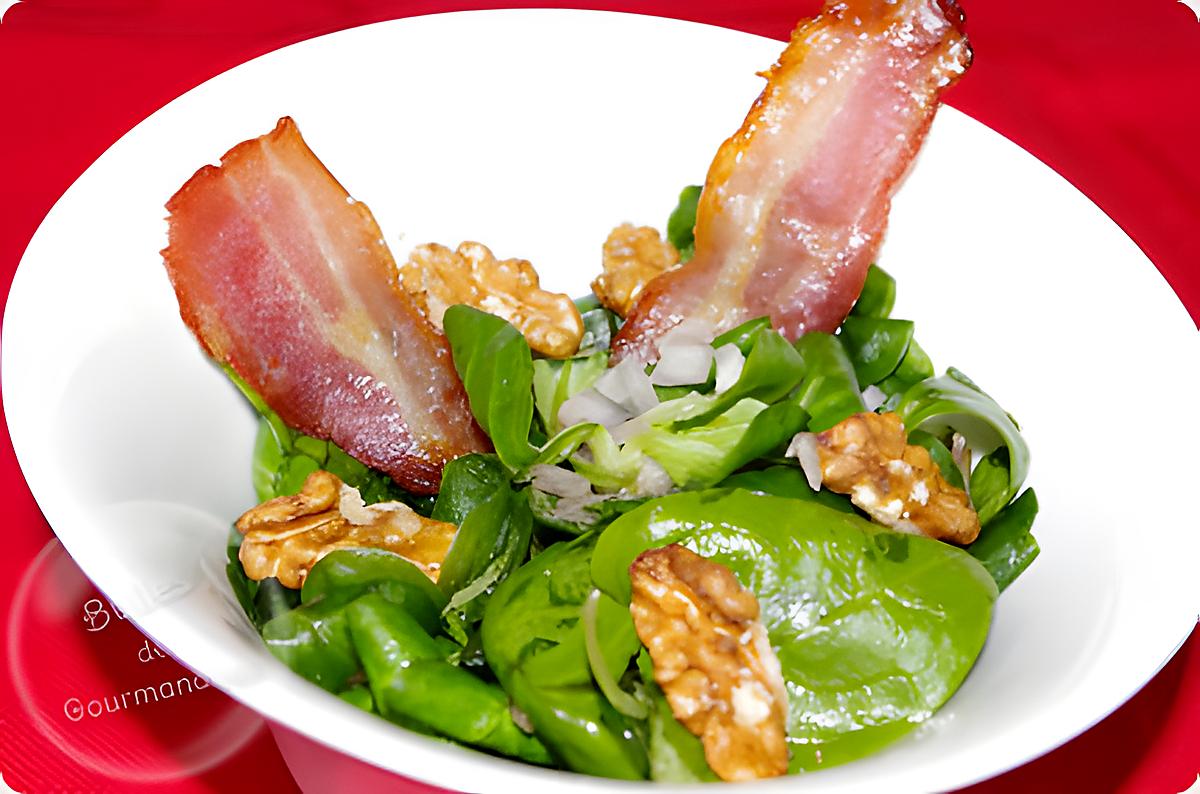 recette Salade à la mâche, pousses d’épinard et noix