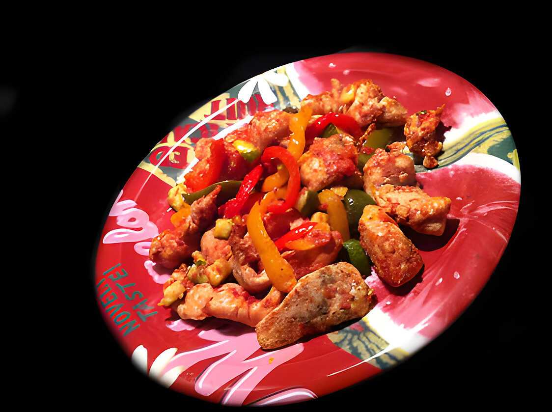 Recette d'Émincé de poulet aux 3 poivrons à l'Actifry