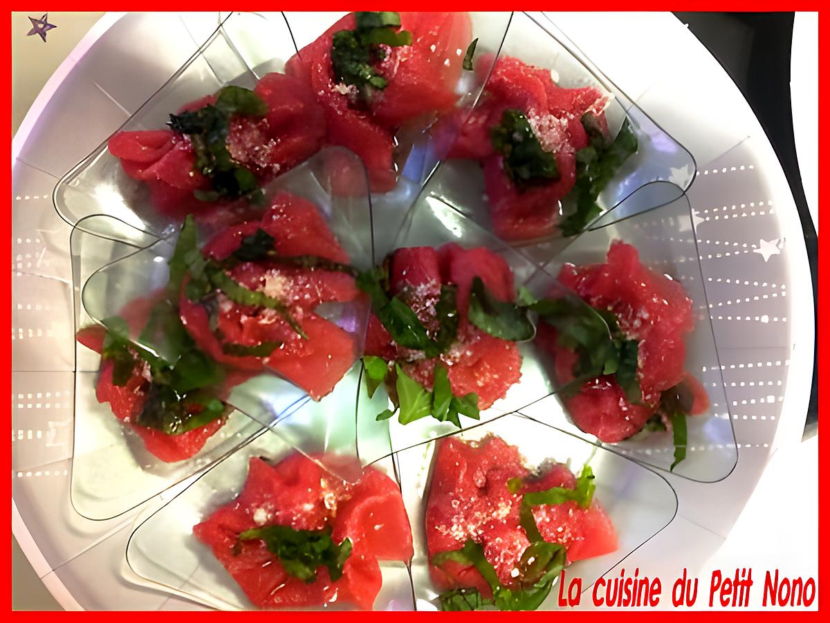 recette Verrine Carpaccio de Boeuf Parmesan/Basilic