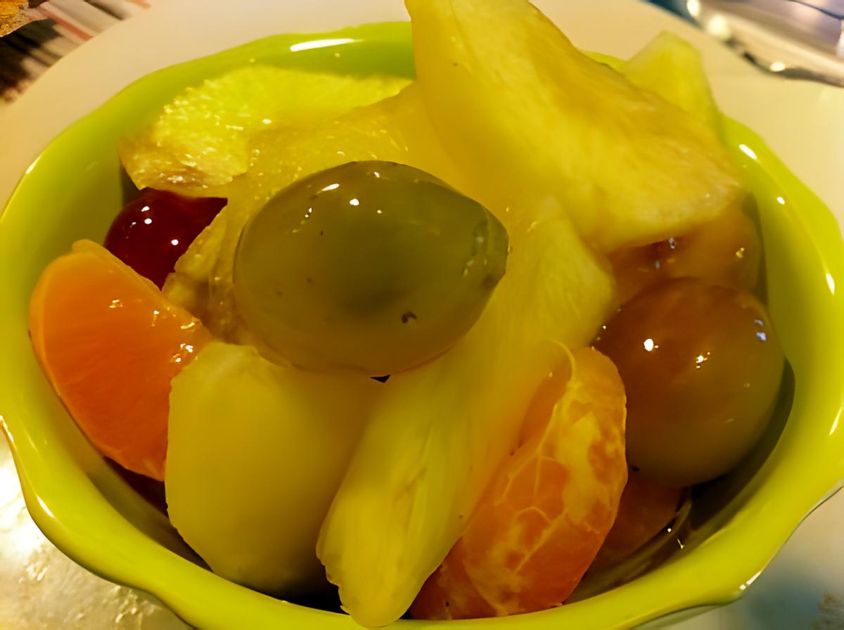 recette Salade de fruits d'hiver au sirop allégé qui utilise le jus des fruits et juste 1 cuillère de miel