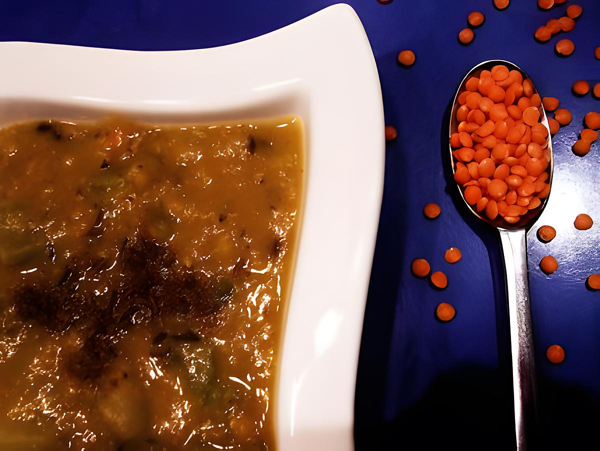 recette soupe aux lentilles corails parfumée au carvi