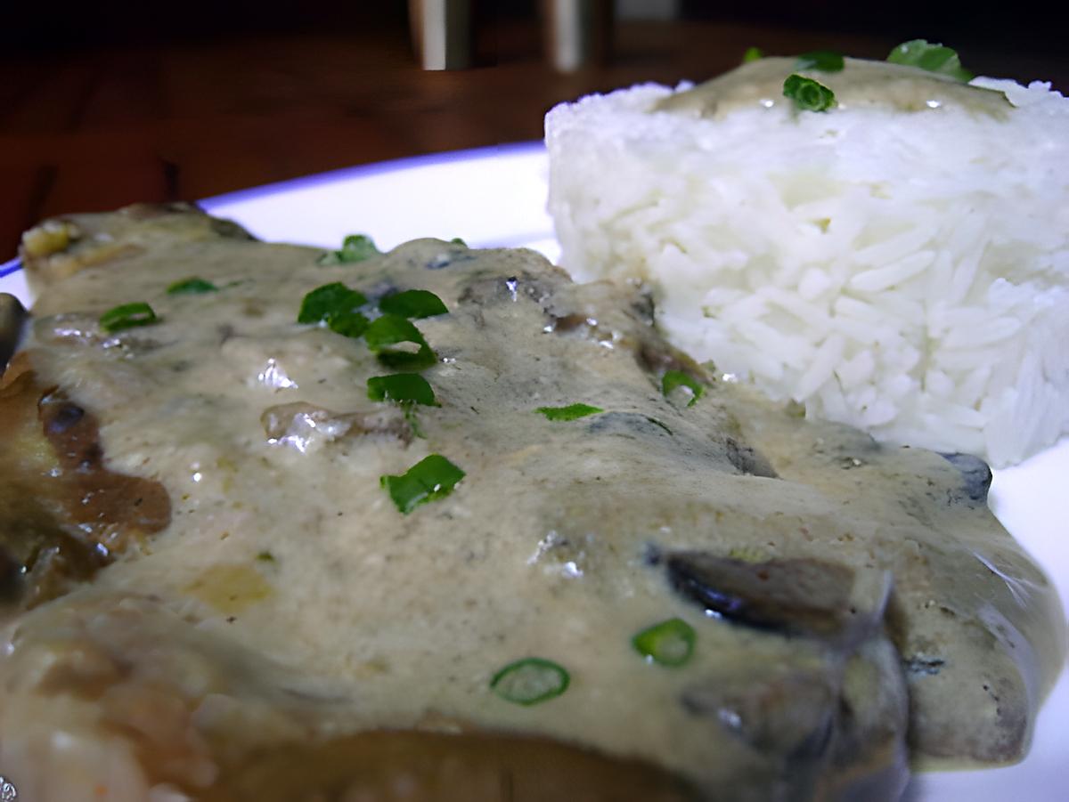 recette Côtes de porc à la crème de Champignons