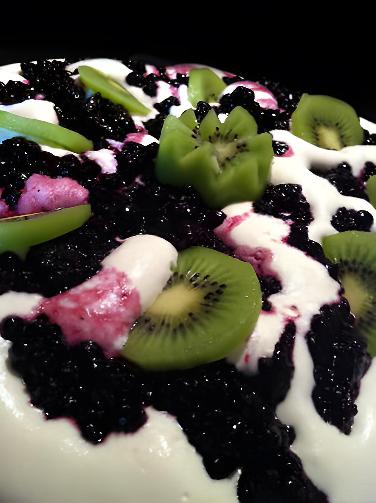 recette Comme un nuage: Pavlova Kiwi Myrtilles !