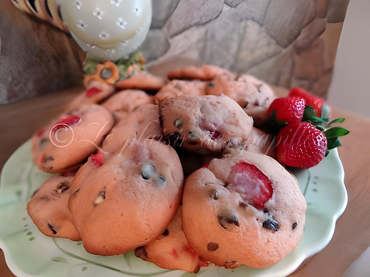 recette Biscuits aux fraises et aux pépites de chocolat