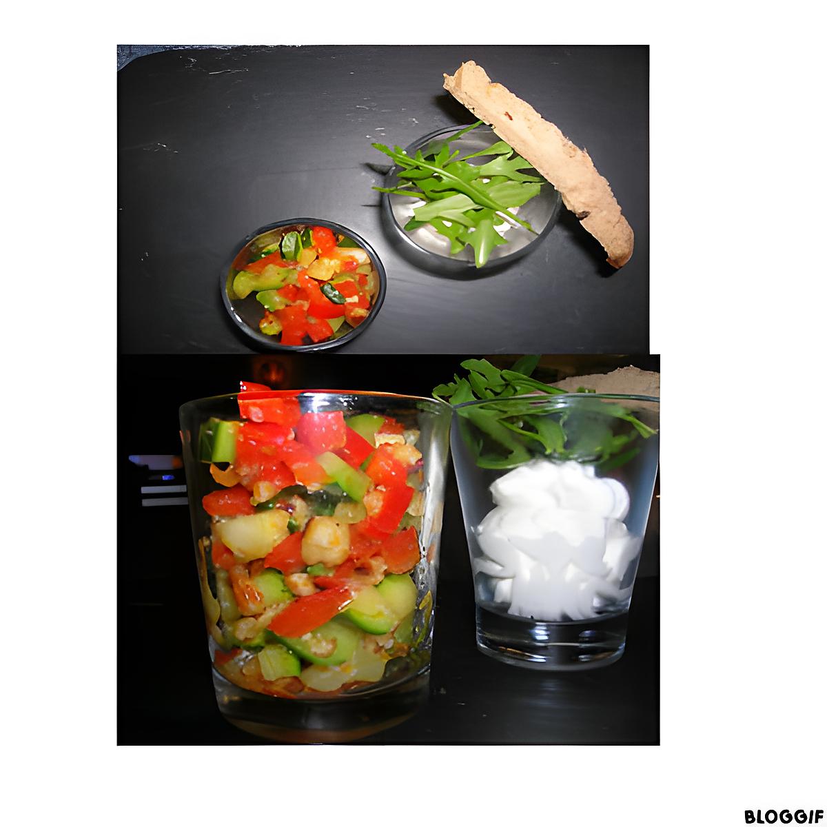 recette duo de verrines chevre et legumes du soleil