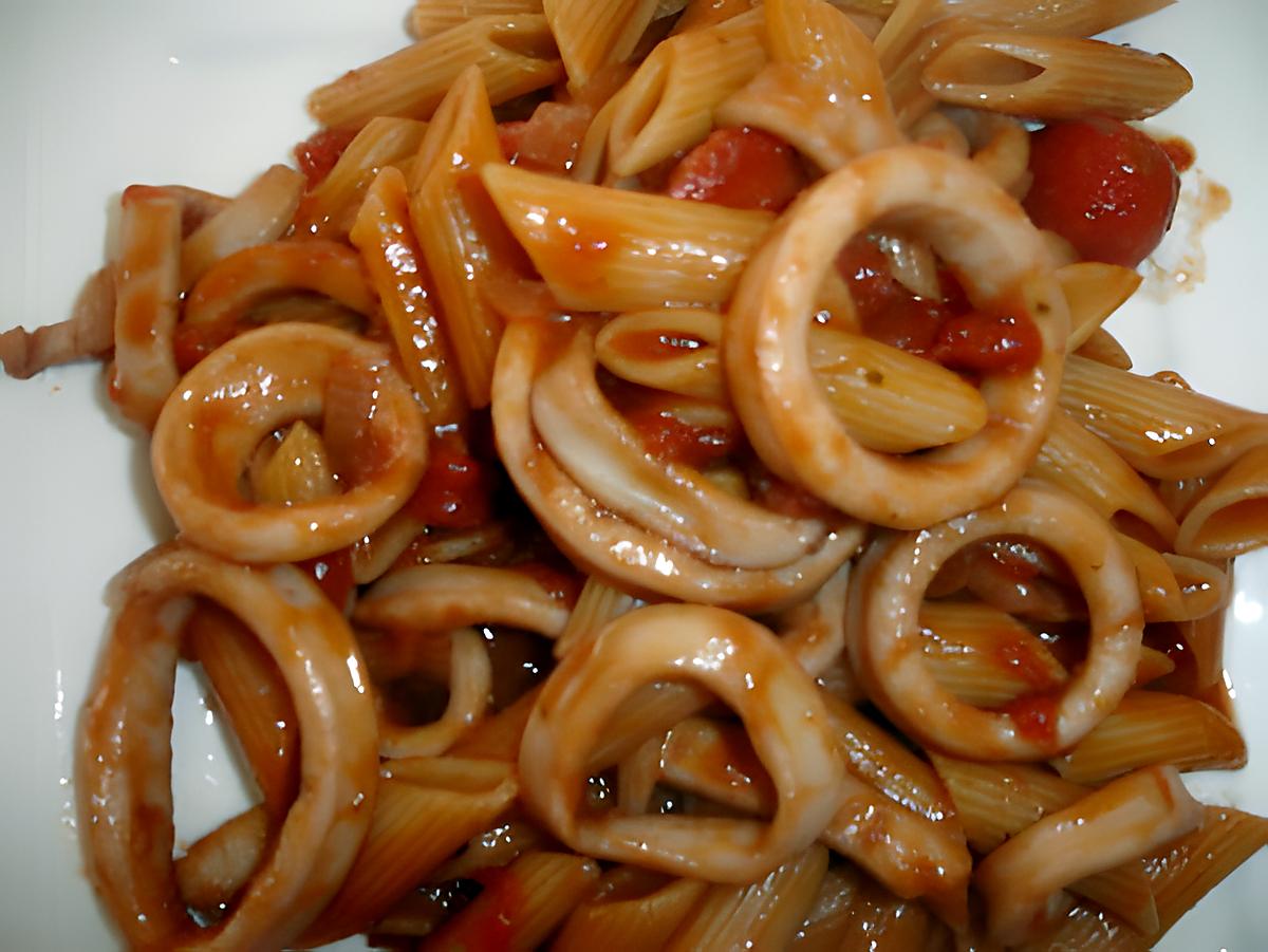 recette Pâtes aux calamars sauce tomate