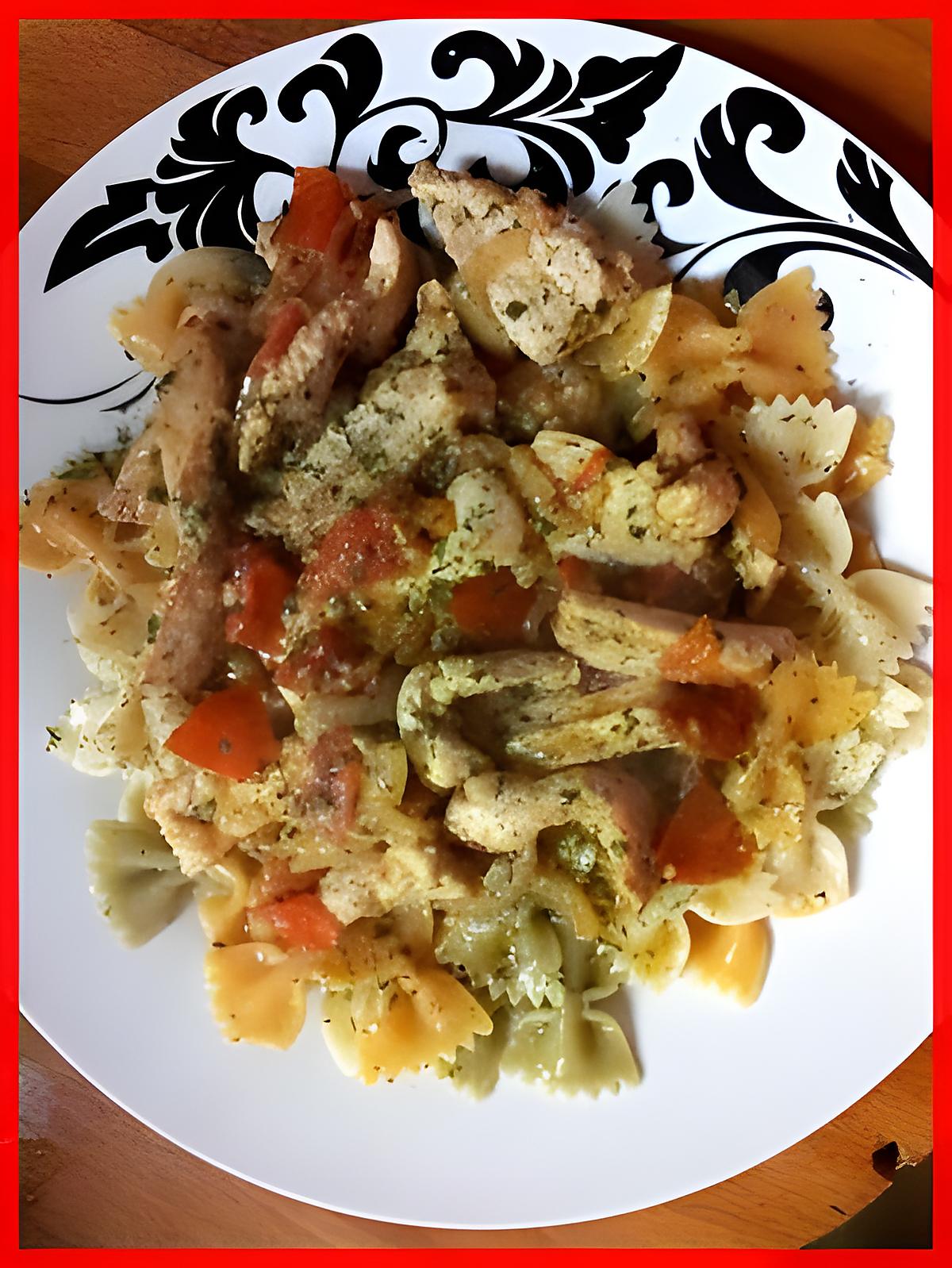 recette Lamelles de Dinde et ces Farfalle Tricolore