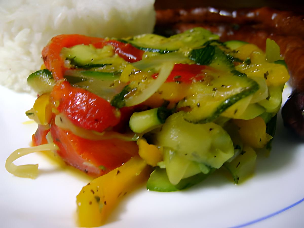 recette Poelée de Courgettes Aux Duos de Poivrons Grillés