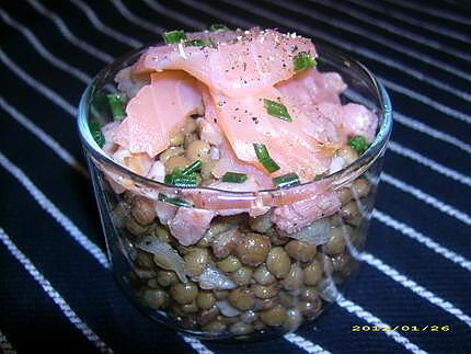 recette lentilles et saumon en salade