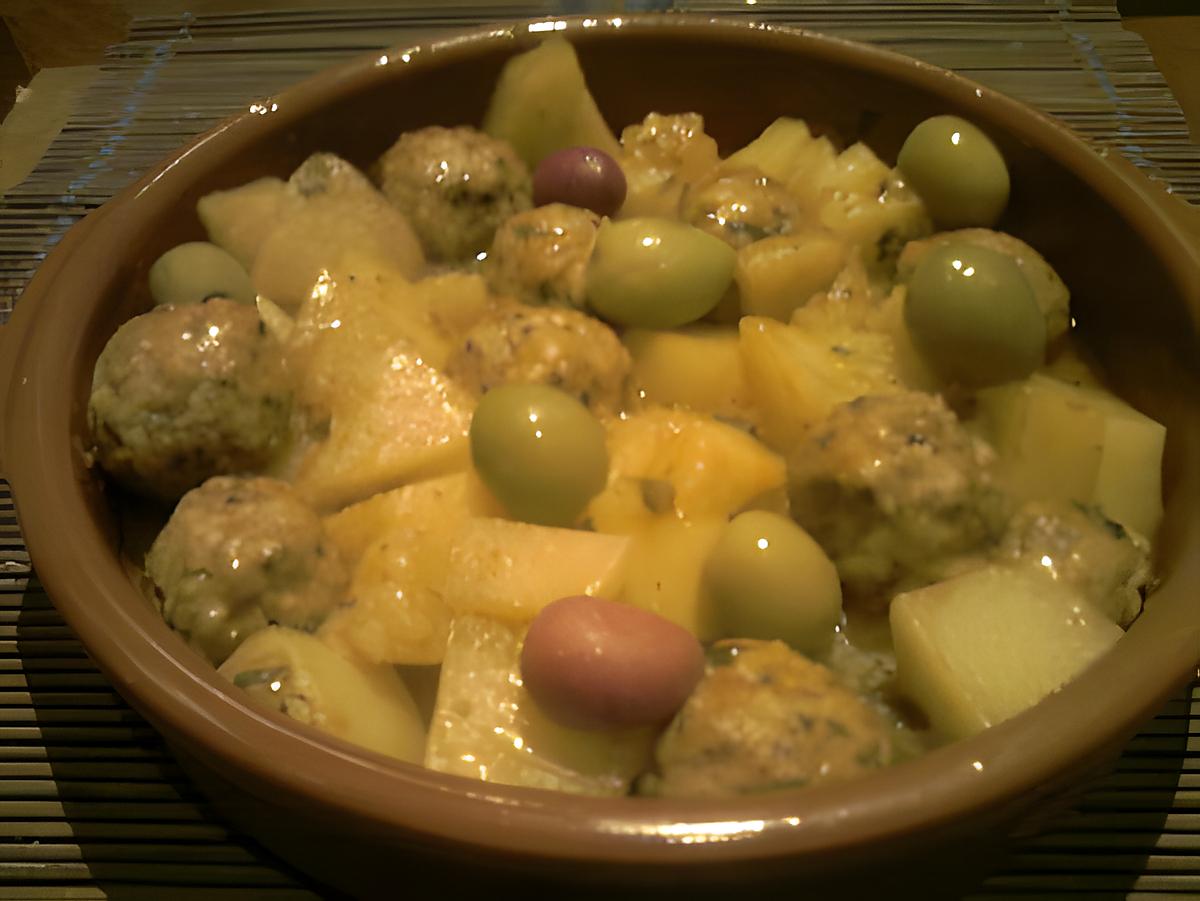 recette tajine au boulette et patate au olives