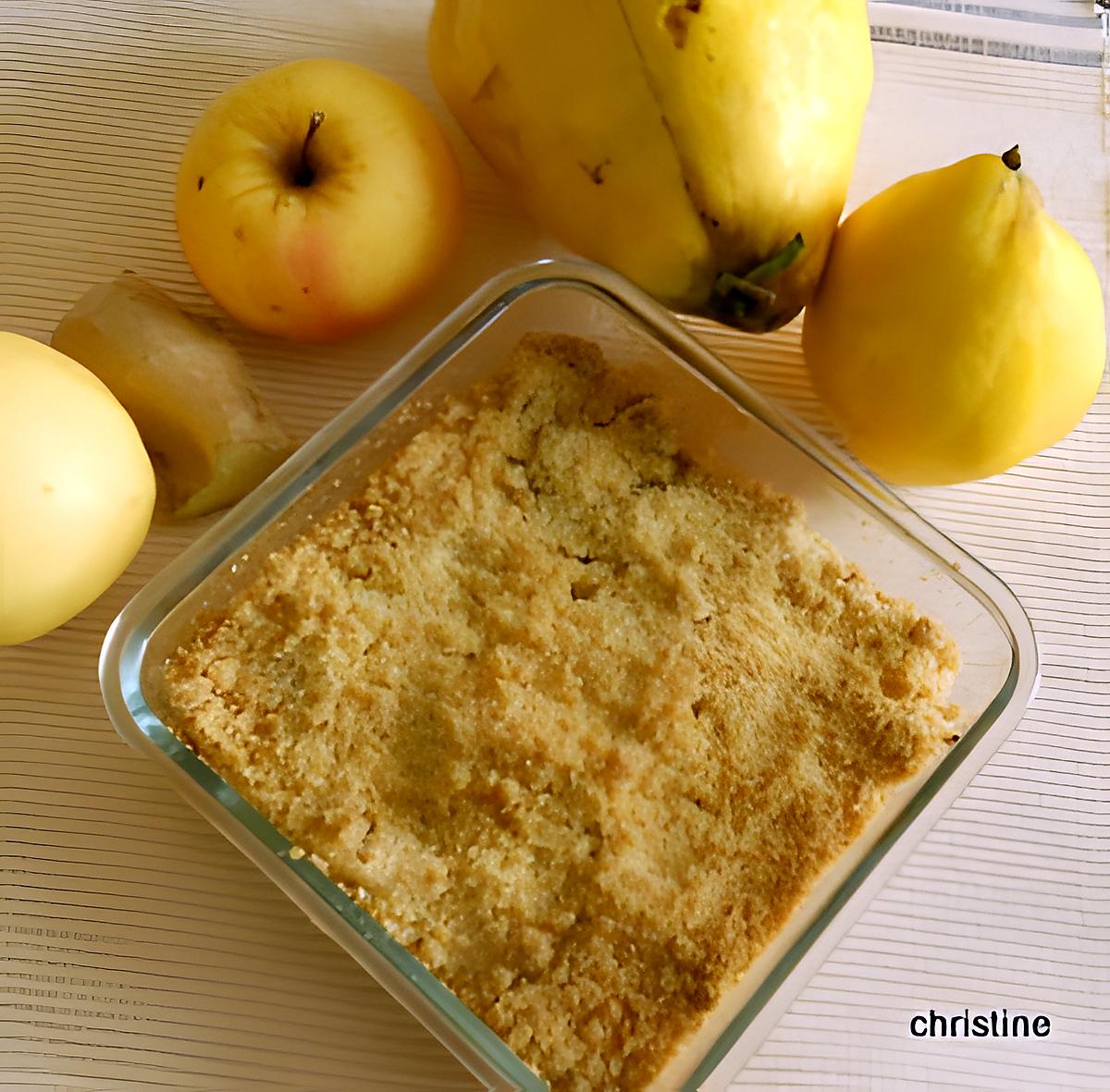 recette crumble coing-pomme-gingembre