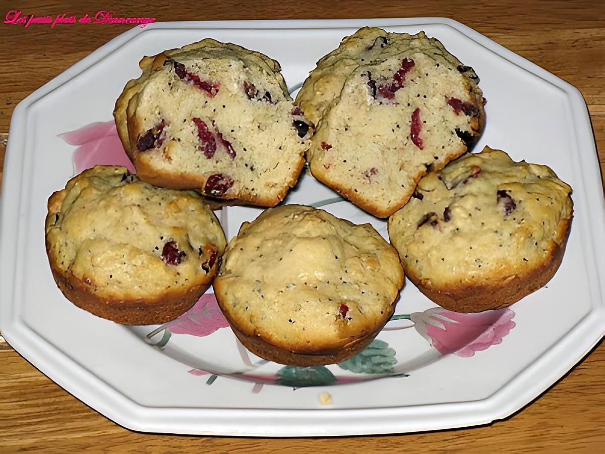 recette Muffins aux canneberges- citron et graines de pavot