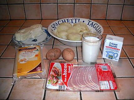 recette Tarte pommes de terre, bacon, conté