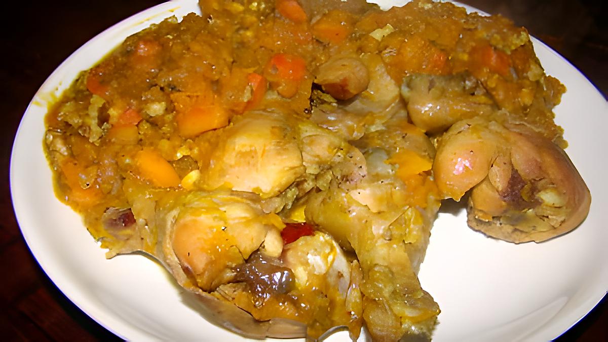 recette Poulet braisé au potiron et aux noix