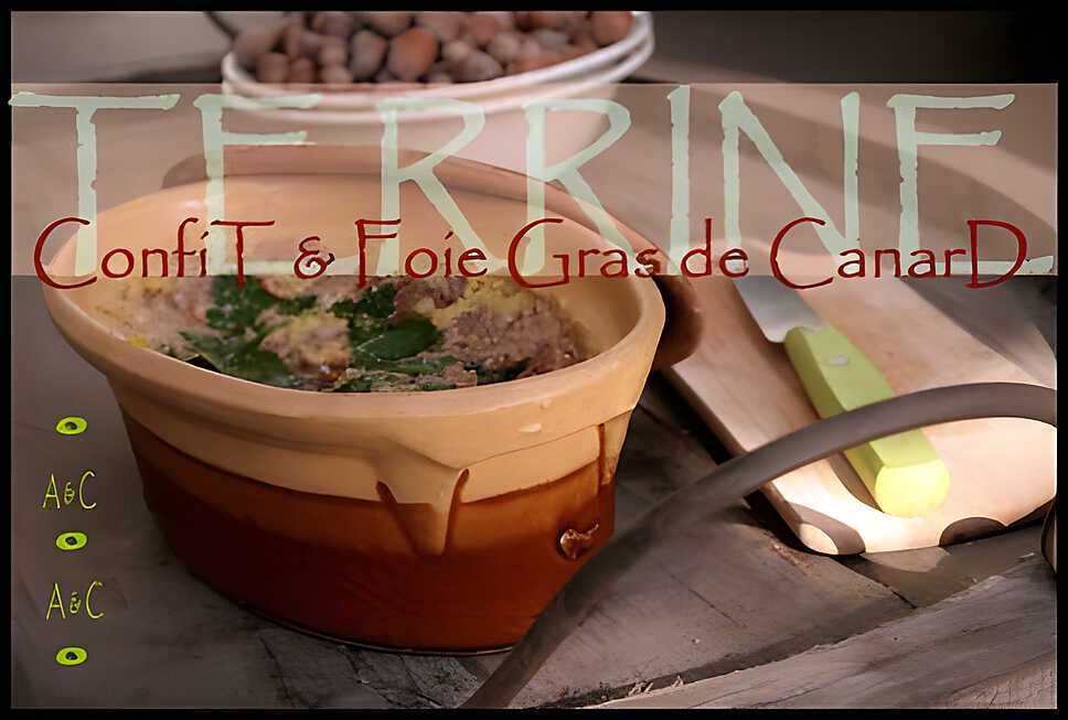 recette ** Terrine de confit de canard au foie Gras à la gelée au vin blanc ( sauterne) & au piment d'Espelette **