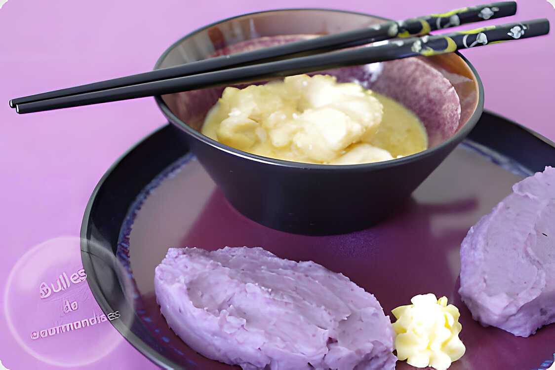 Filet de julienne au curry et lait de coco et sa purée de vitelottes… un régal !