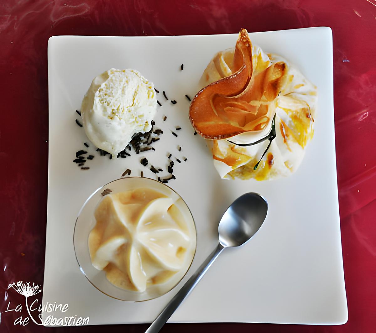 recette Aumonière pomme banane crème caramel