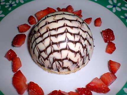 recette dome chocolat blanc,mousse chocolat blanc et coeur fraise