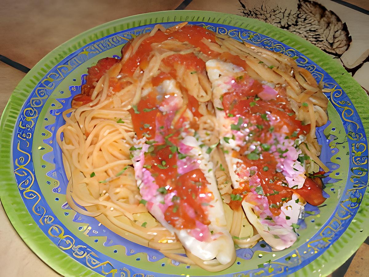 recette filets de rougets sur son lit de spaghettis