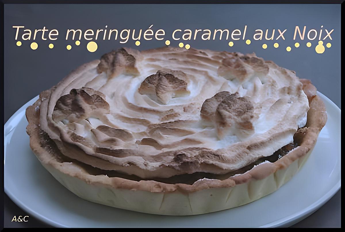 recette **Tarte meringuée caramel & noix**