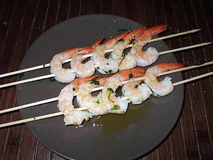 recette Brochettes de crevettes..  à la Thaïlandaise....