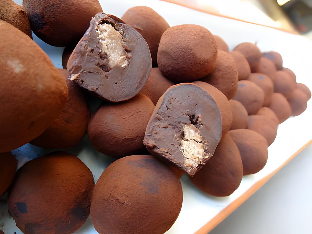 recette Truffes au chocolat et coeur croquant pralin