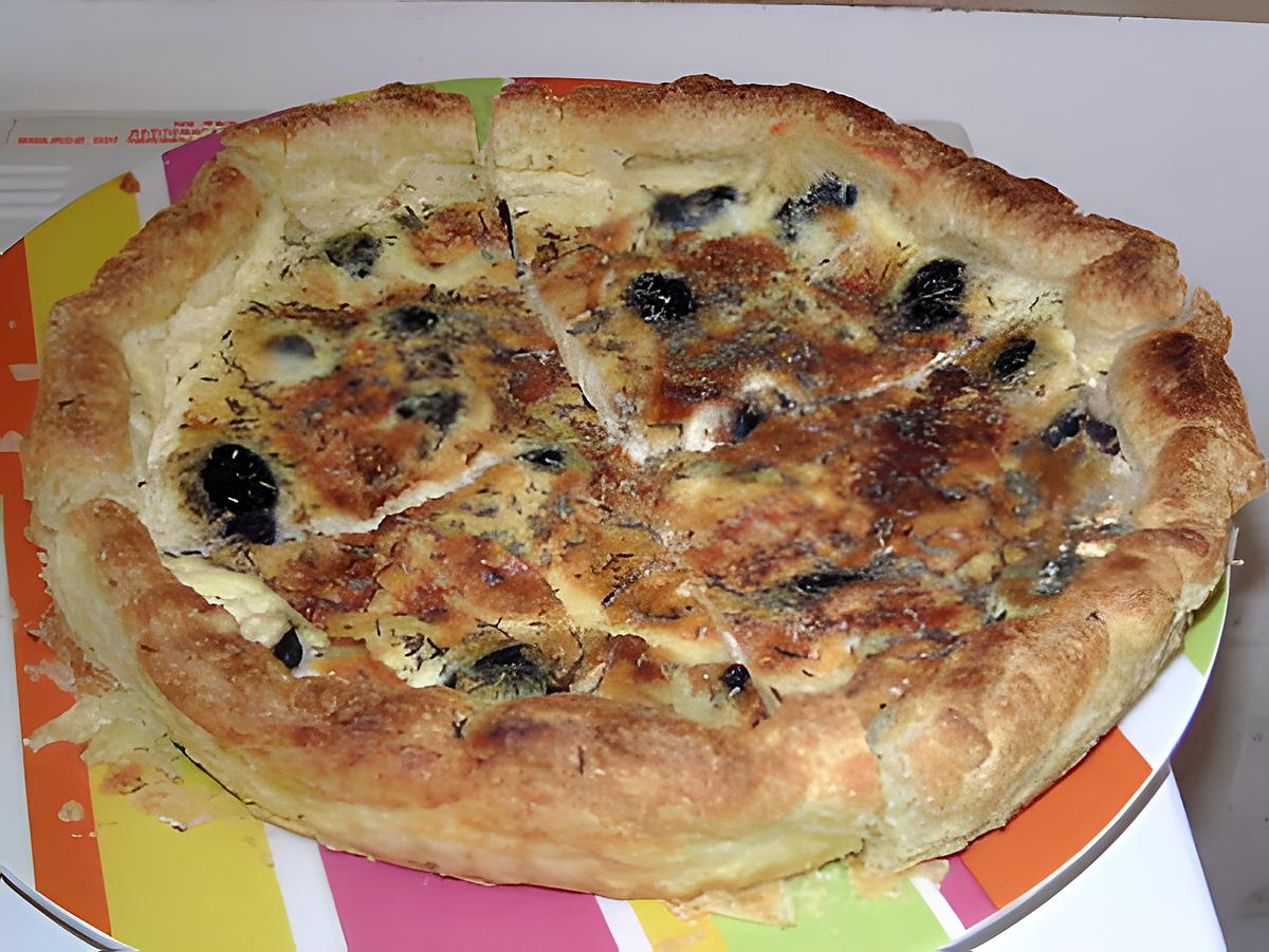 recette Quiche au chèvre, olives noires et thym