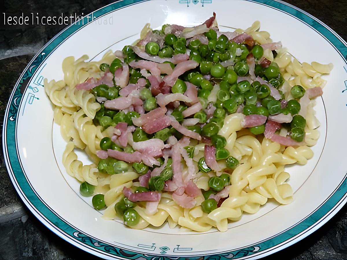 recette pâtes aux légumes et lardons