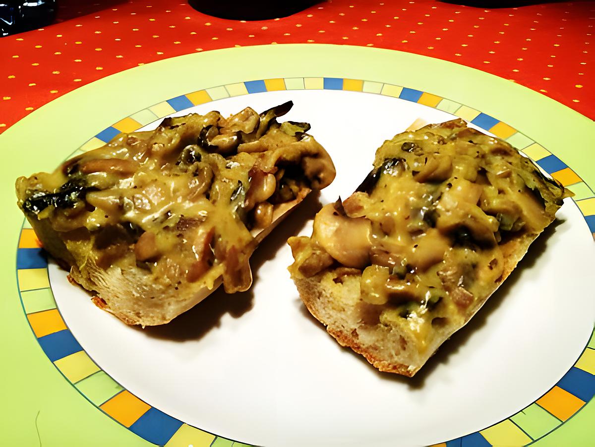 recette Croûtes de champignons au curry