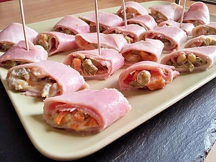 recette Sushi de jambon à la macédoine