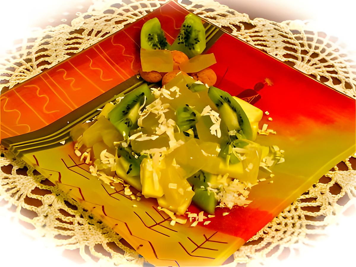 recette SALADE DE FRUITS A LA GELEE D'ORANGE .